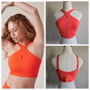 Athleta Crossed Orange Bikini Top Small